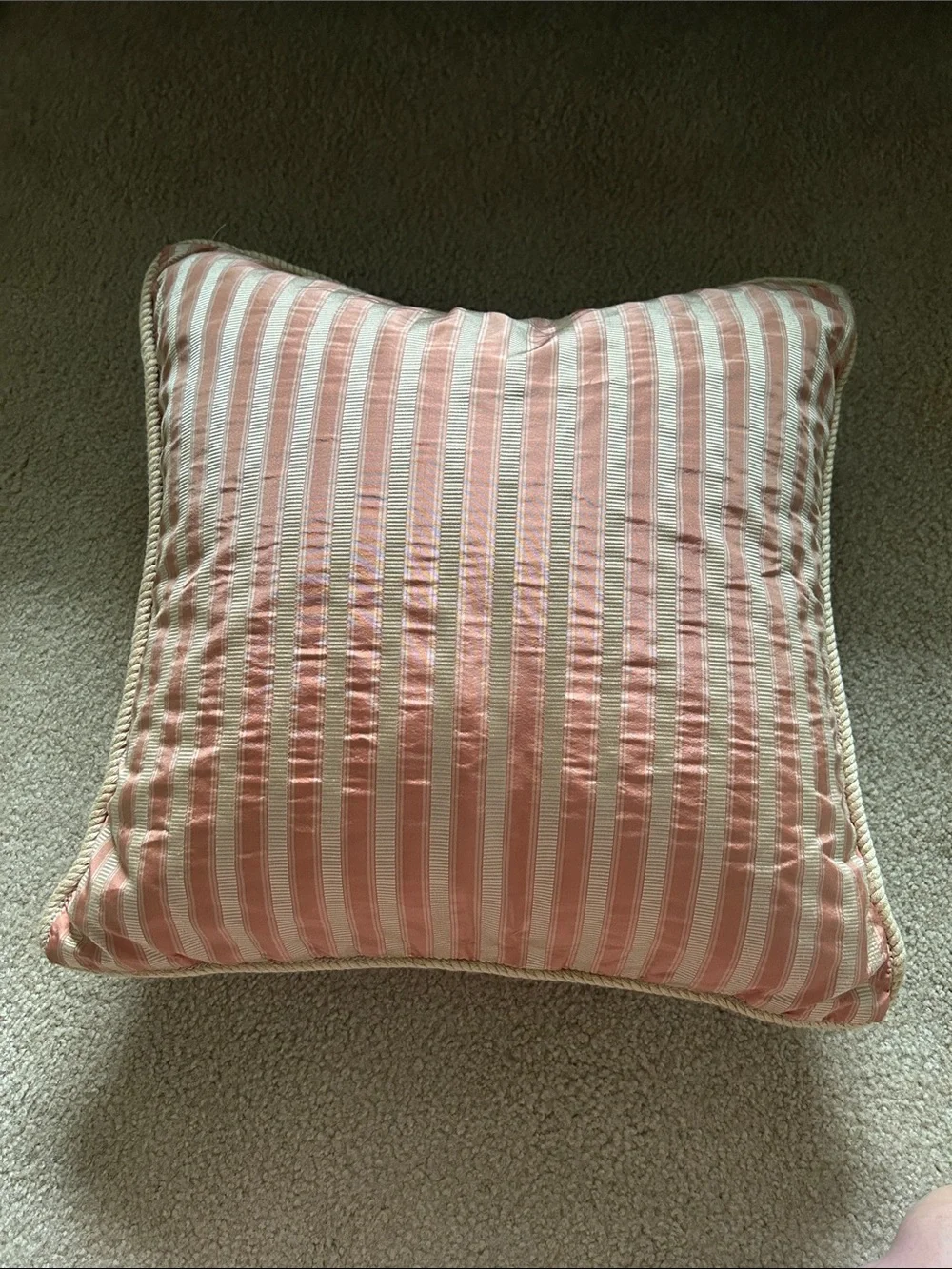 Striped Salmon and Cream Striped Decorative Down Pillow Pair